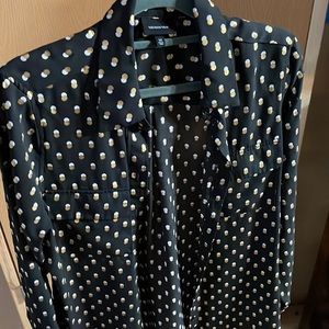 Sheer black polka dot long sleeve blouse